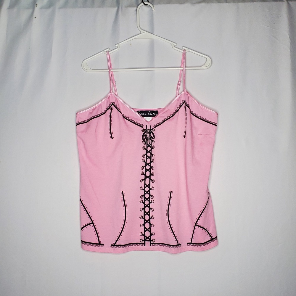 Susan‎ Lucci Corset Cami Tank Top 1X Light Pastel Pink Whimsygoth Y2K Goth Punk